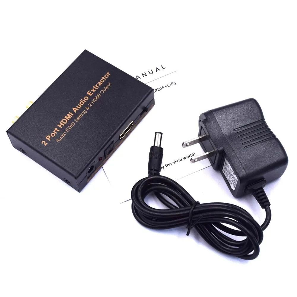 HDMI один два и аудио сплиттер EDID настройки 2 выход EU Plug|Кабели HDMI| |