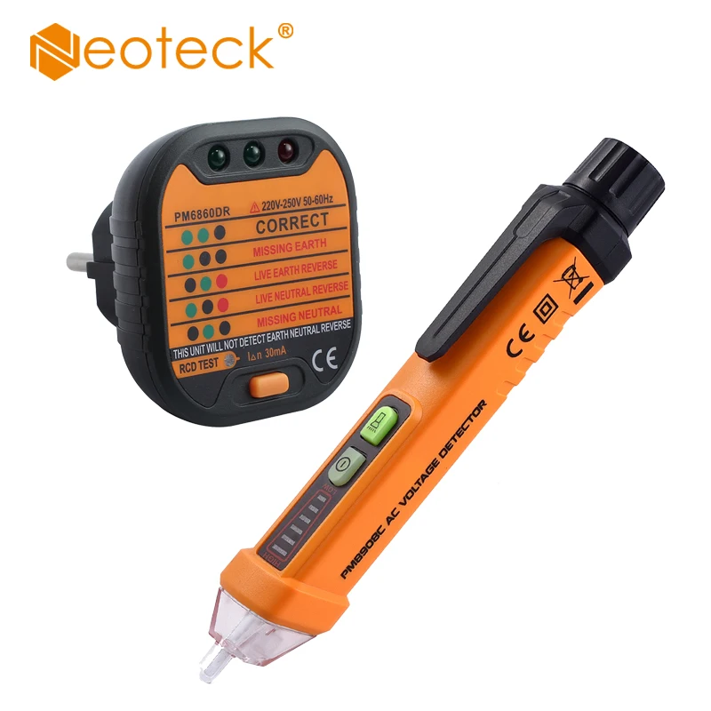 Neoteck 12 В до 1000 В AC Бесконтактный AC напряжение Детектор электрическая ручка тестер с розеткой Тестер Комплект детектор ЕС Plug
