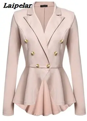 Best selling European and American new women's double row metal buckle long sleeve small blazer Laipelar