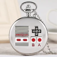 creative gamepad theme quartz pocket watch silver retro necklace pendant watch gifts for men women kids game fans collectibles