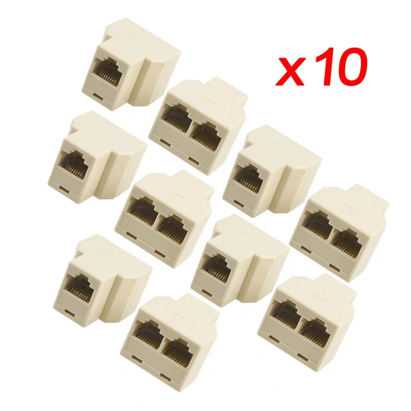 RJ45 Сплиттер Разъем 10 шт. 3 способа LAN сеть Ethernet сплиттер Бежевый компактный дизайн