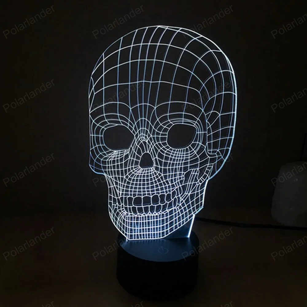 Сенсорный светодиодный светильник новый в виде красочного черепа 3d 7 видов