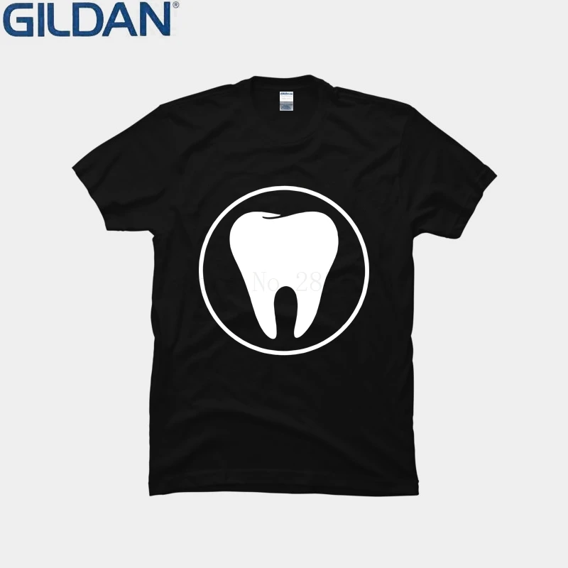 Милый зуб Круг Футболка Человек Круглый воротник наряд Прохладный Awesome Camisetas
