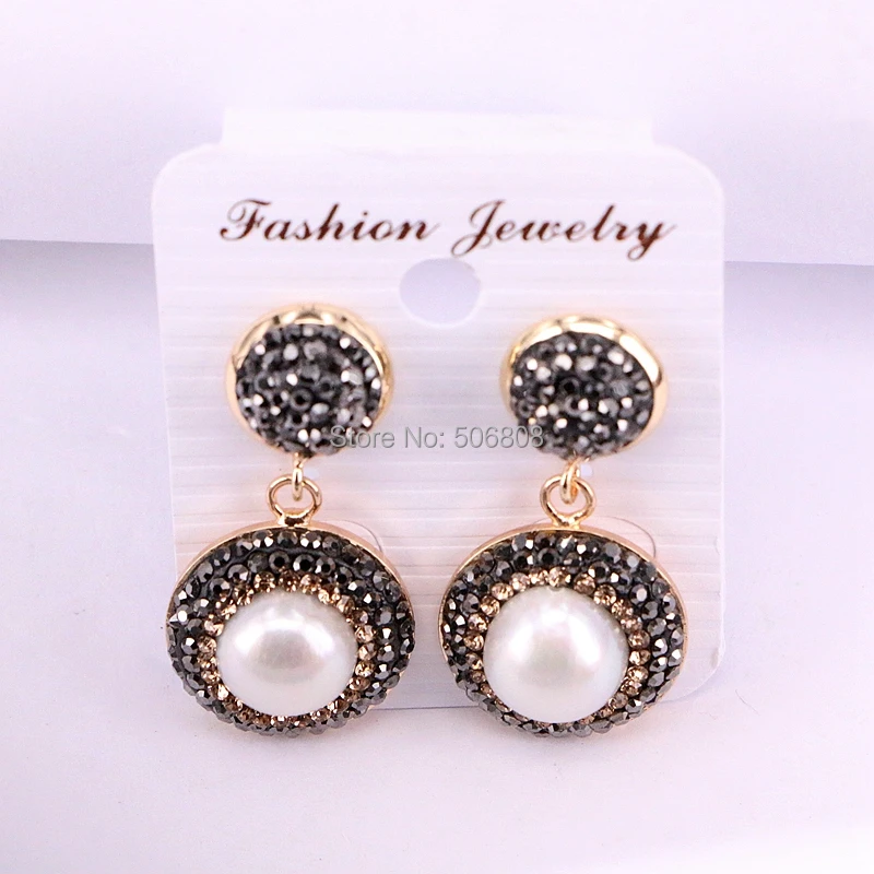 Женские модные серьги 4 пары круглые из натурального пресноводного жемчуга с