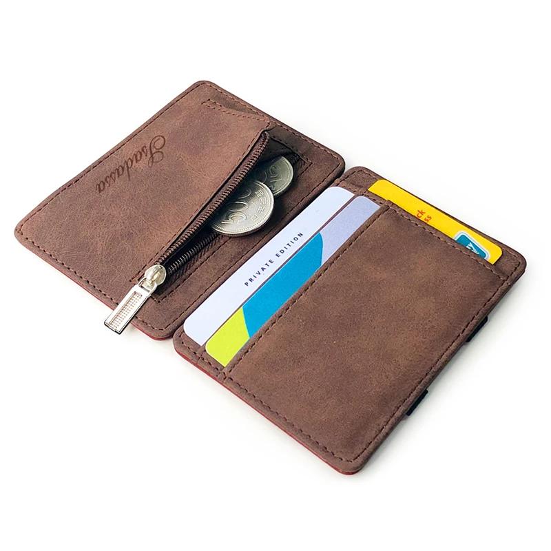 Fashion New Business Men Nubuck Leather Slim Wallet Credit Card Holder Magic Mini Clutch Bag Small Coin Purse ID Pocket | Багаж и сумки