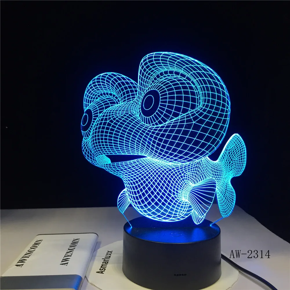 Настольная светодиодная 3d лампа в форме рыбьего глаза ночсветильник с USB 7 цветов