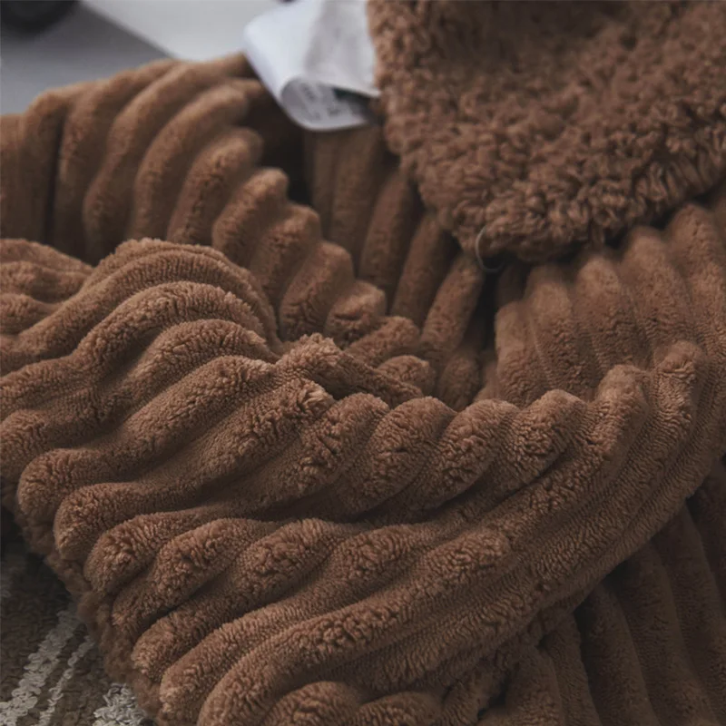 Winter Wool Velvet Blanket Ferret Cashmere Warm Blankets Fleece Super Soft Throw On Sofa Bed | Дом и сад