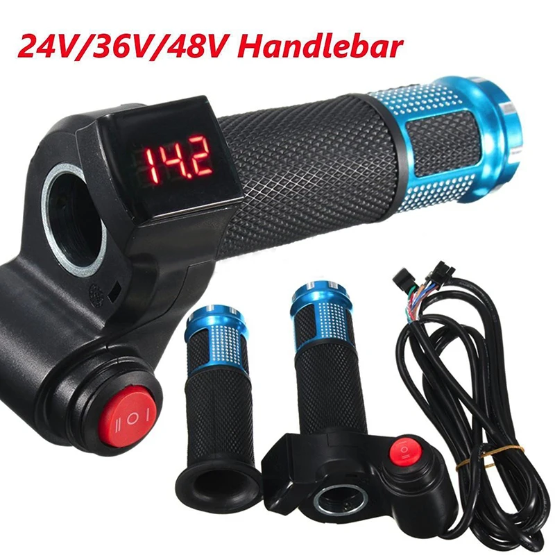 E-bike Universal 24V 36V 48V E-Bike Electric Scooter Digital Meter Handlebar Throttle Handlebar Grips Electric Bike Accessories