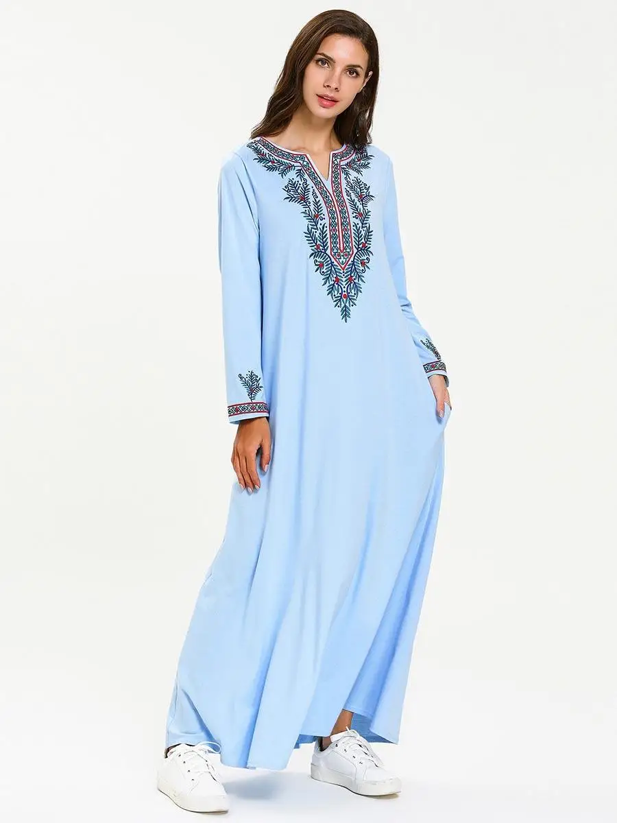 Мусульманское женское платье с длинным рукавом Макси абайя джилбаб исламский