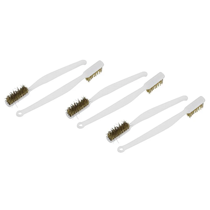 Promotion! Brass Wire Brush Length 18 cm plastic handle brass with cleaning brush 6 pieces | Дом и сад
