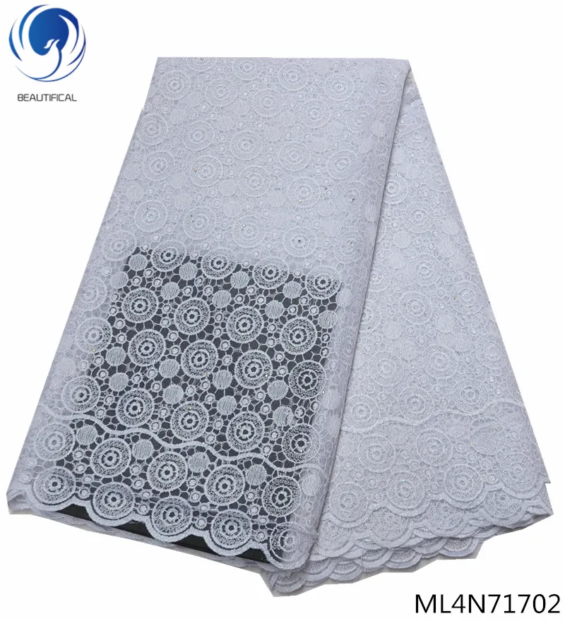 BEAUTIFICAL white lace fabric tulle african embroidery wedding french 5 yards/lot high quality ML4N717 | Дом и сад