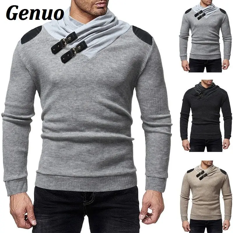

Autumn Winter Men's Turtleneck Sweater Pullovers Male Slim Fit Solid Color Sweaters High Street Knitted Pullover Tops 3XL