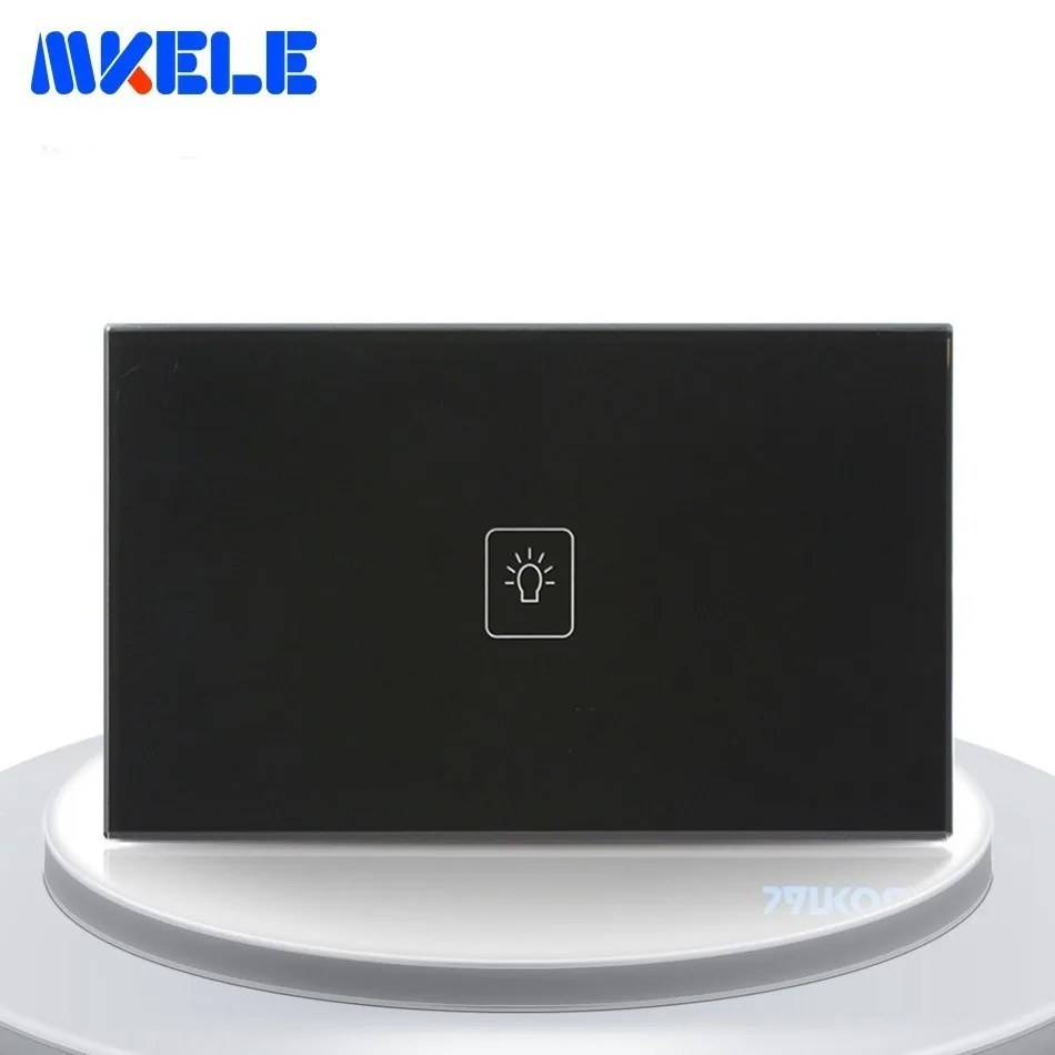 US Standard Touch Switch Black Crystal Glass Panel 1 Gang 2 Way Light Wall Socket For Lamp | Обустройство дома