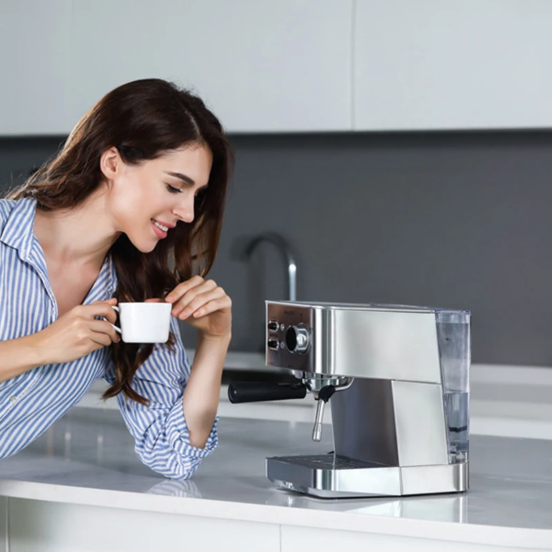 BARSETTO 15Bar Pressure Coffee Machine stainless steel household espresso coffee maker-EU Plug | Makers