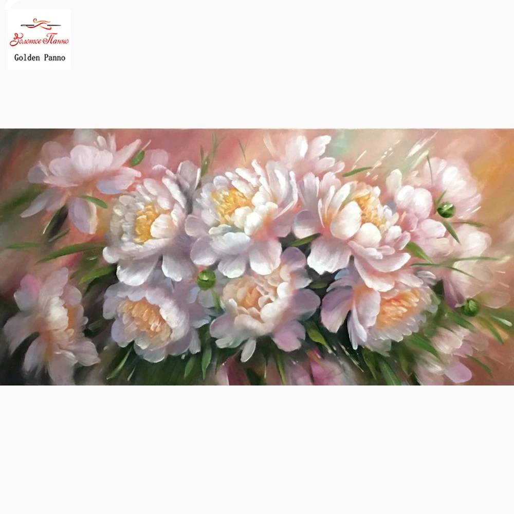 

Golden panno Diamond Mosaic Flower Picture Rhinestone Peony 5D DIY Embroidery Diamond Painting Flower Full Diamond Square