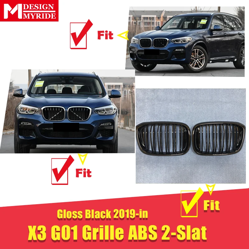X3 G01 Передняя сетка для гриля 1 пара M Style ABS Глянцевая черная Решетка переднего