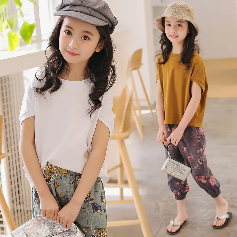 Комплекты одежды для девочек Летняя модная футболка с короткими рукавами +