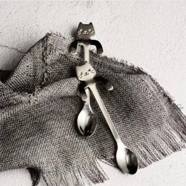 JEYL Stainless Steel Cat Coffee Drink Spoon Tableware Kitchen Supplies Hanging cups silver | Дом и сад
