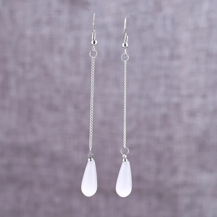 Женские длинные серьги с белыми опаловыми каплями Модные Винтажные Роскошные