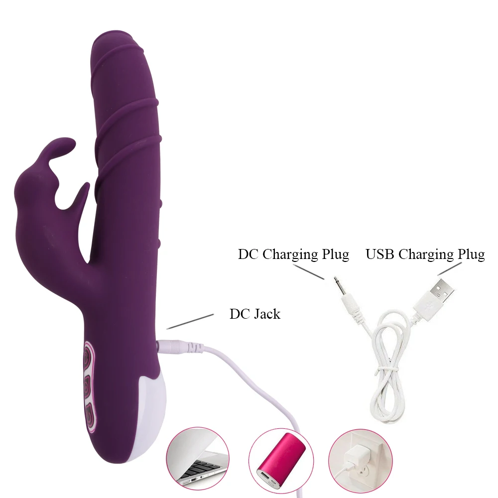 DIBE секс игрушка USB Rabbit 360 градусов вращающийся GSpot вибратор большой электрический