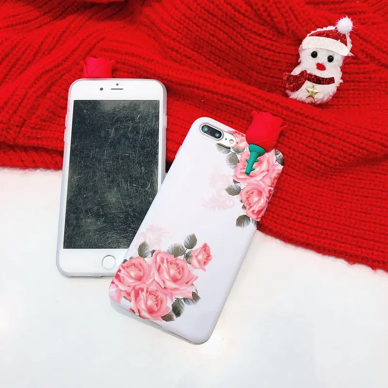 STROLLIFE 3D Rose Flower Phone Case for iPhone XS Max XR Retro Couples Cover IPhone8 6s 7Plus Exotic Floral Soft Back Shell |