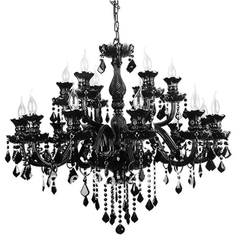 

living room deco Black glass chandelier led candle holders fixture Large E14 LED chandeliers lustres de cristal hotel lighting