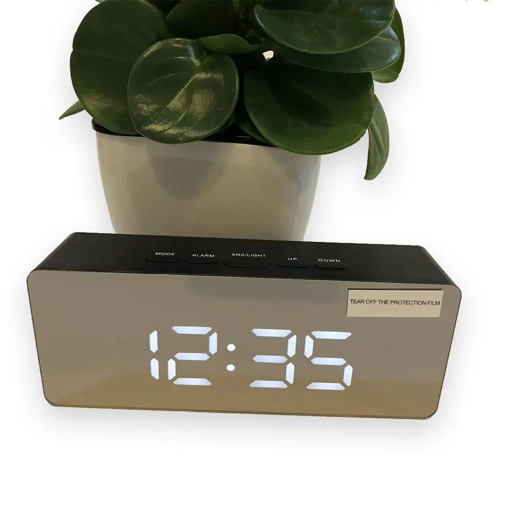 Светодиодные зеркальные будильник цифровые повтора настольные часы Wake Up Light