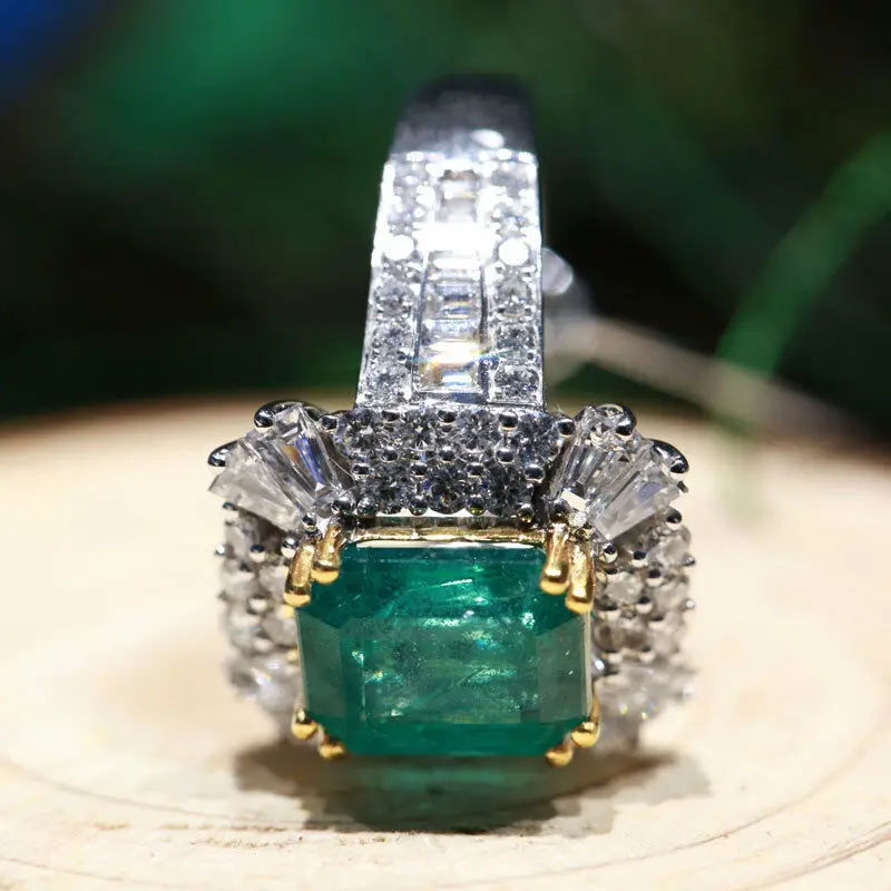 Популярный набор квадратное кольцо с цирконием Ретро стиль модные красивые