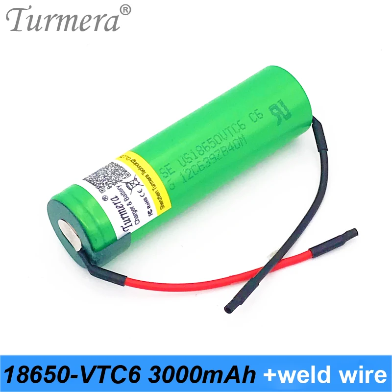 Батарея 18650 vtc6 3000 мАч 30a us18650vtc6 сварочный провод перезаряжаемая батарея для