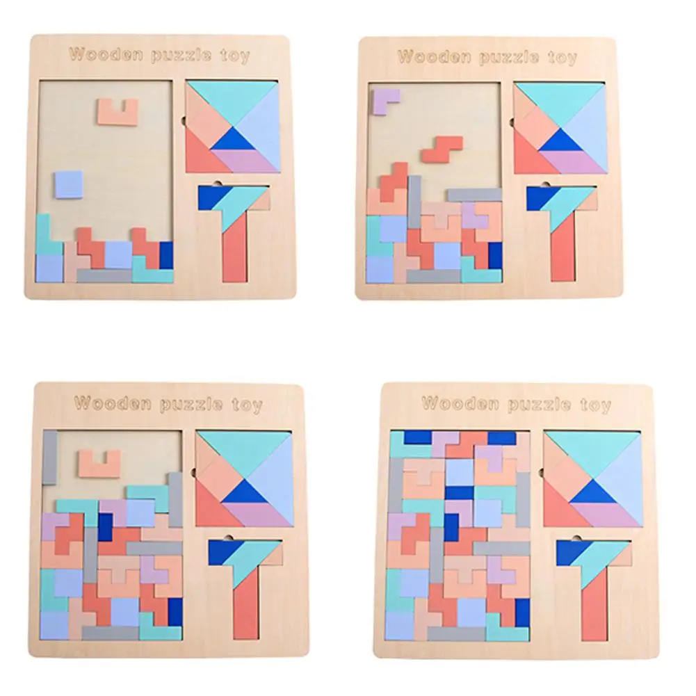 Деревянная головоломка Tangram + Tetris красочная интеллектуальная доска | Игрушки и