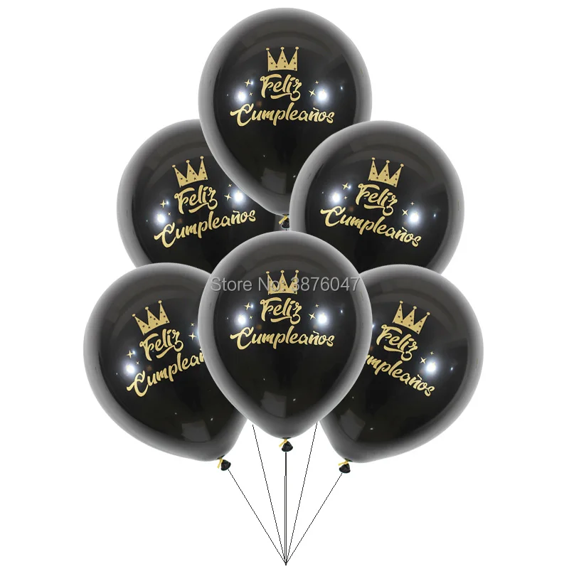 Воздушные шары с надписью happy birthday 6 шт./лот испанские черные розовые золотые