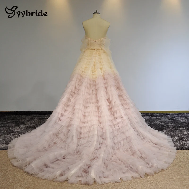 YYbride новый дизайн светло розовые цветные тюлевые платья с вырезом лодочкой для