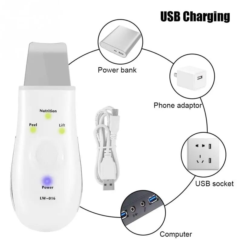 Микро токовый Ультразвуковой вибрационный скруббер для кожи глубокое очищение