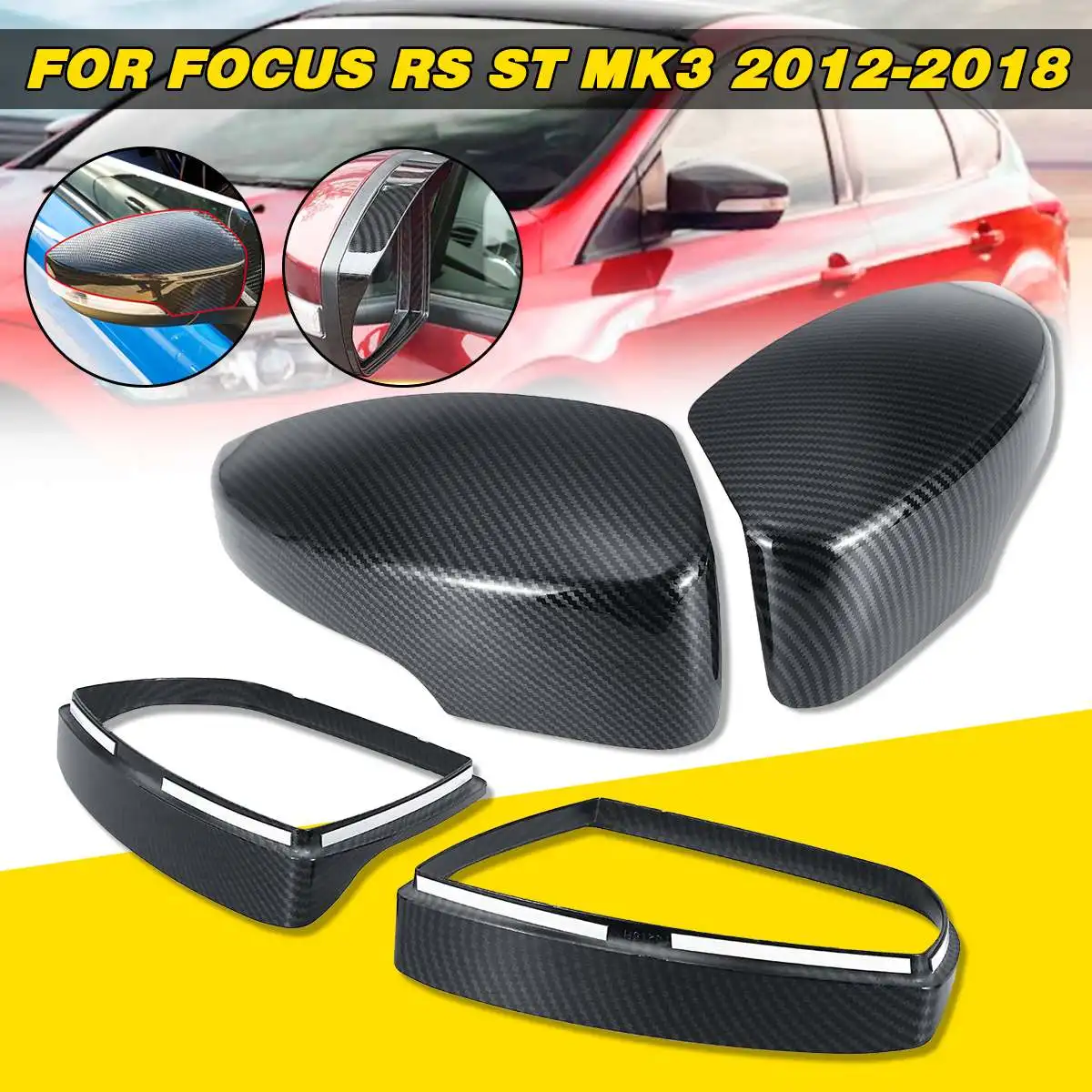 Зеркальная Крышка для Ford на фокус Rs ST MK3 2012- ABS углеродного волокна цветная Боковая дверь непромокаемый козырек рамка Защита от солнца наклейка