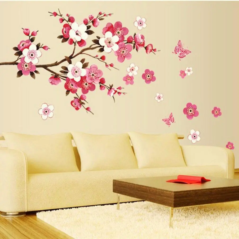 Removable Flower Peach Butterfly Wall Stickers PVC Decals Room Decor Red Wonderful decoration for your house | Дом и сад