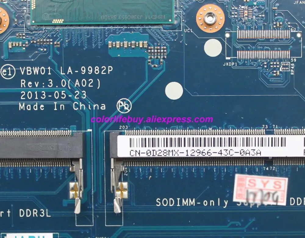 Genuine CN-0D28MX 0D28MX D28MX VBW01 LA-9982P 2955U Laptop Motherboard Mainboard for Dell Inspiron 15R 5537 3537 Notebook PC enlarge