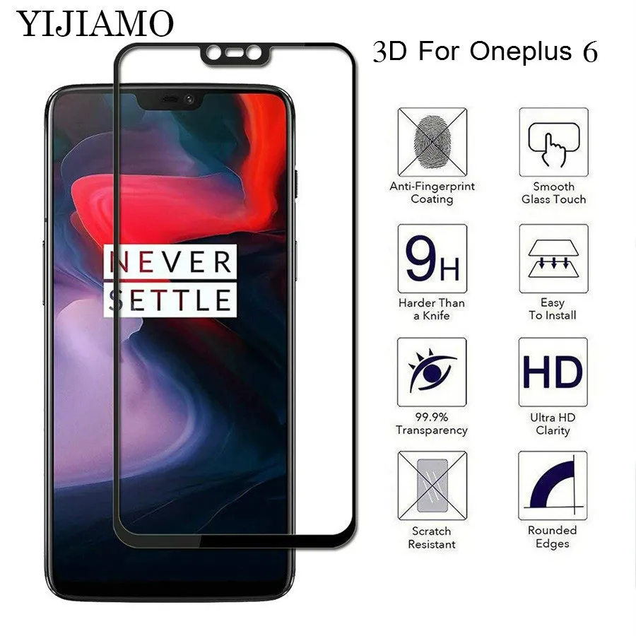 3D закаленное стекло для Oneplus 6 полное покрытие Защитное Oneplus6 9 H Взрывозащищенная