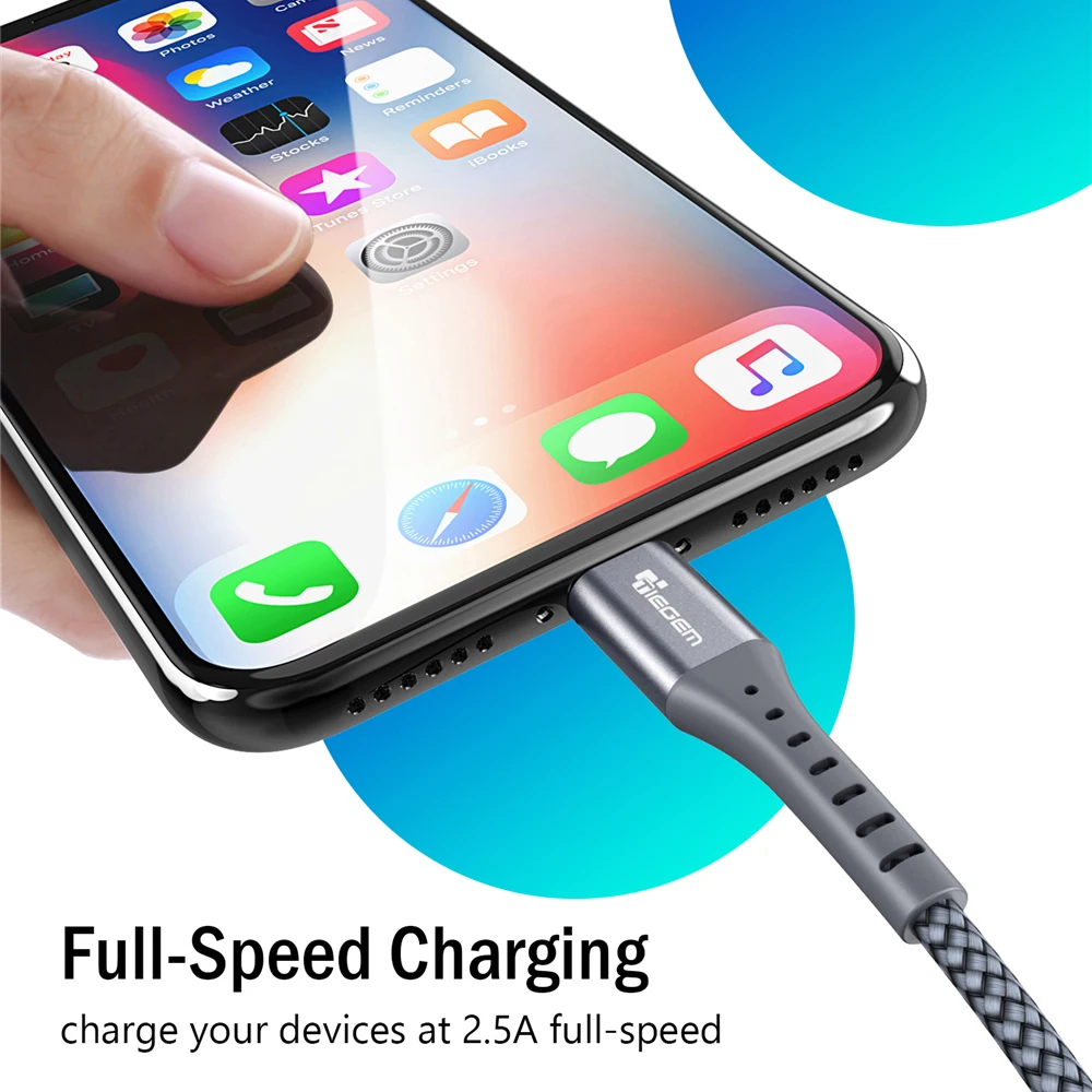 USB кабель TIEGEM для iPhone X XS MAX XR 8 7 6 5 6s S plus быстрой зарядки мобильный телефон зарядный