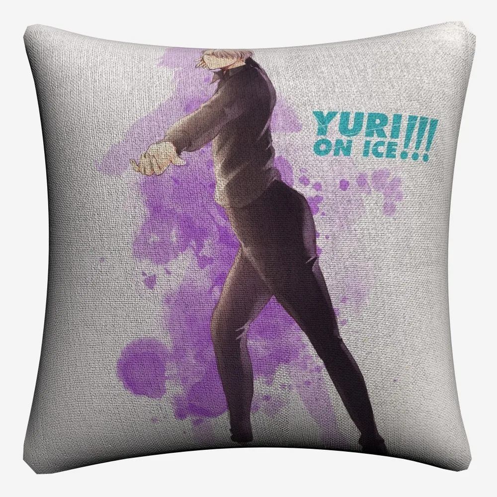 Yuri On Ice Акварельная искусство мягкие хлопковые льняные наволочки 45x45 см винтажная