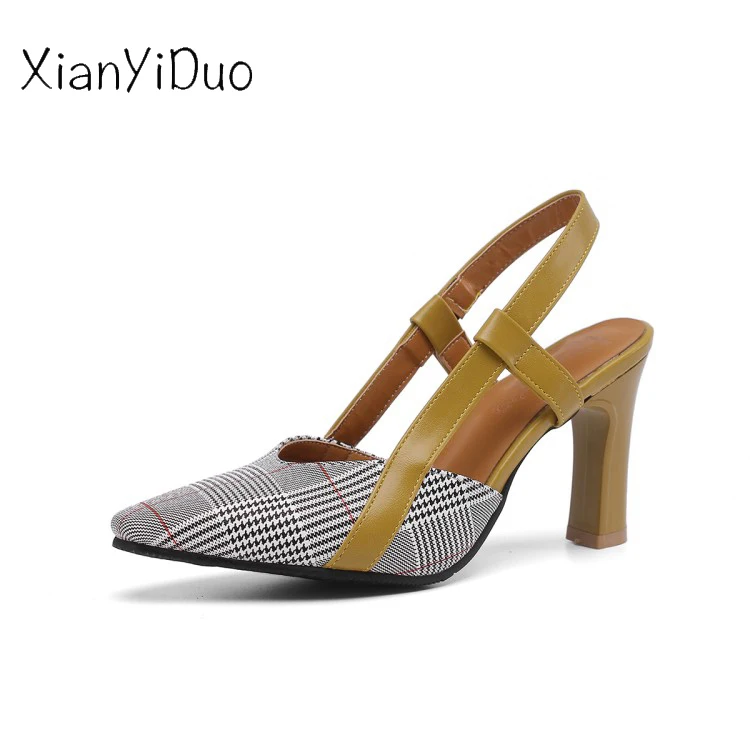 Xianyiduo/модные вечерние женские босоножки на высоком каблуке с закрытым носком