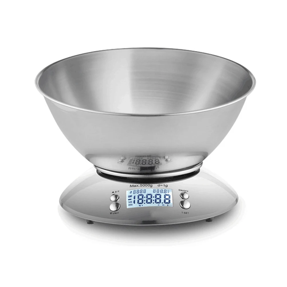 Цифровой Кухня весы 11lb/5 кг Многофункциональный точность Еда со съемной чашей