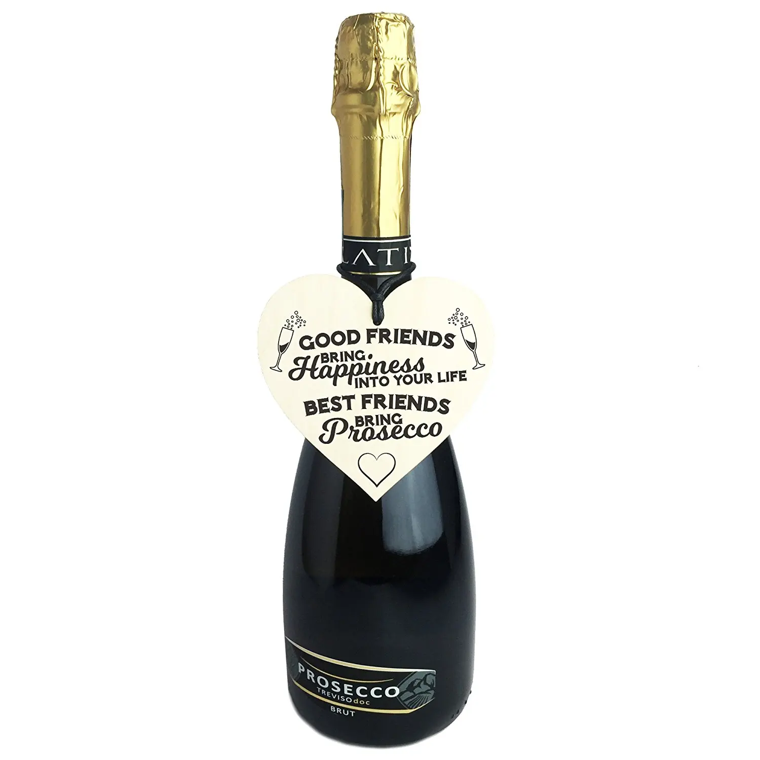 Новый лучшие друзья приносят Prosecco деревянный висящий сердечный налет Новинка