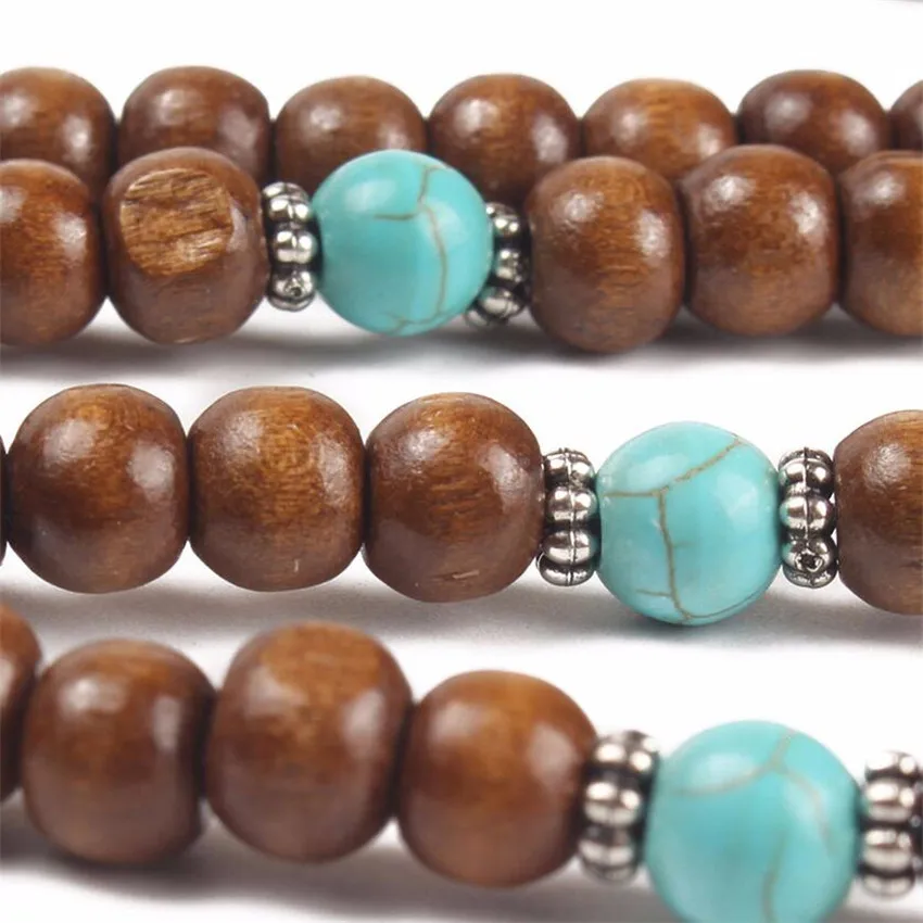 8MM108 коричневое ожерелье из сандалового дерева mala spirituality cuffle Bless ручная работа