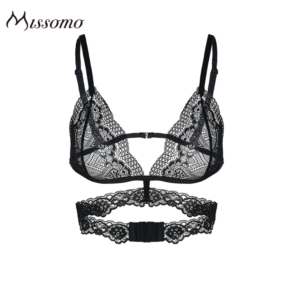 Missomo 2017 New Fashion Women Black Sexy Lace Jacquard Trim Bralette Adjustable Wide Straps Bras|wide strap bras|bra fbra fashion |