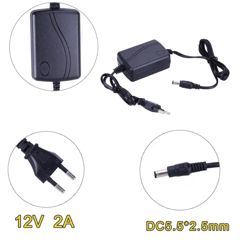 AC в DC адаптер питания 12 V 2A двойной кабель конвертер Универсальный 5.5x2.1 2 5