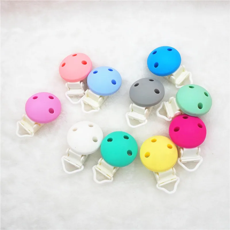 Chenkai 50pcs Silicone Round Clips DIY Baby Teether Pacifier Dummy Montessori Sensory Jewelry Holder Chain Toy Clips BPA Free