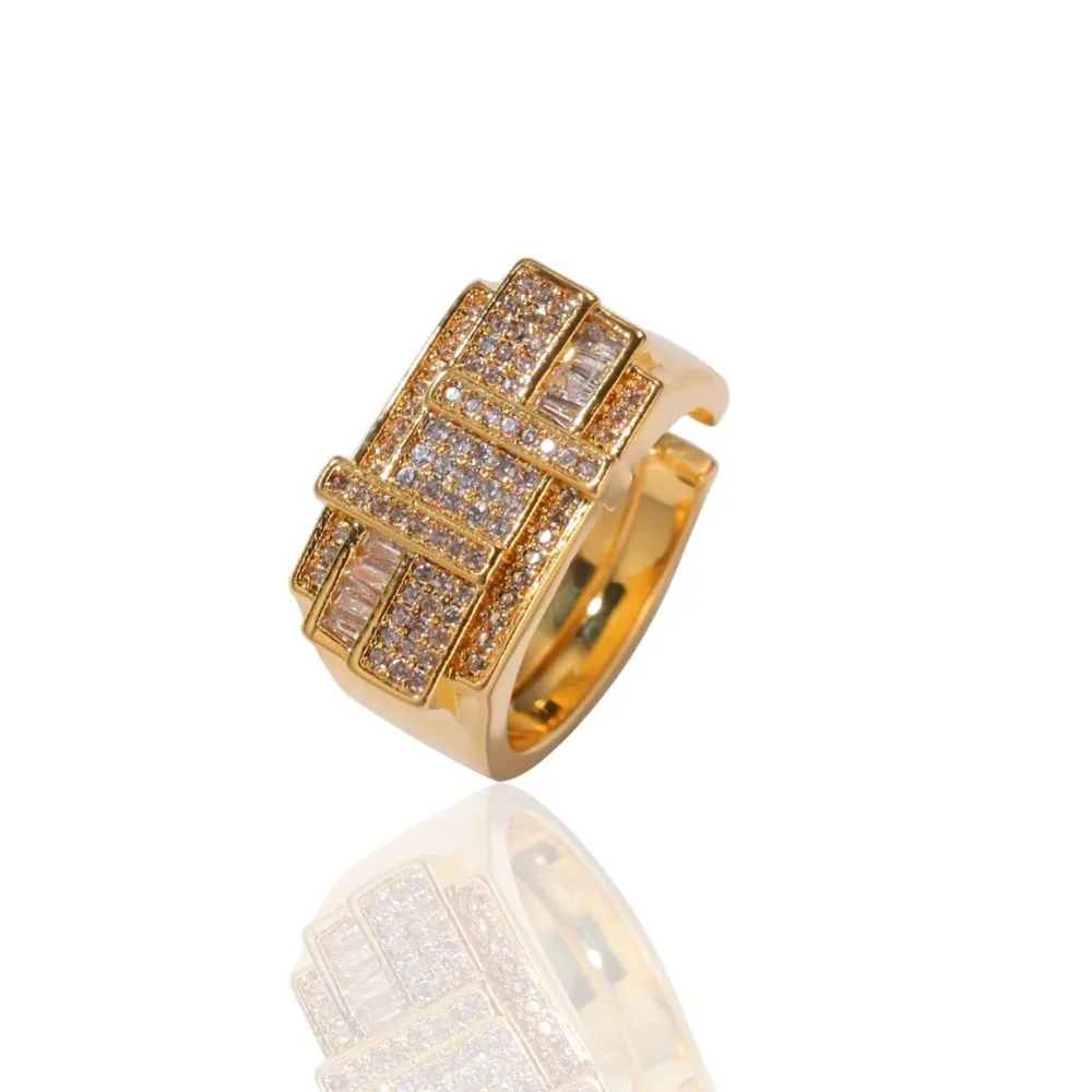 UWIN геометрическая форма золото/белое золото цветные кольца для мужчин модное