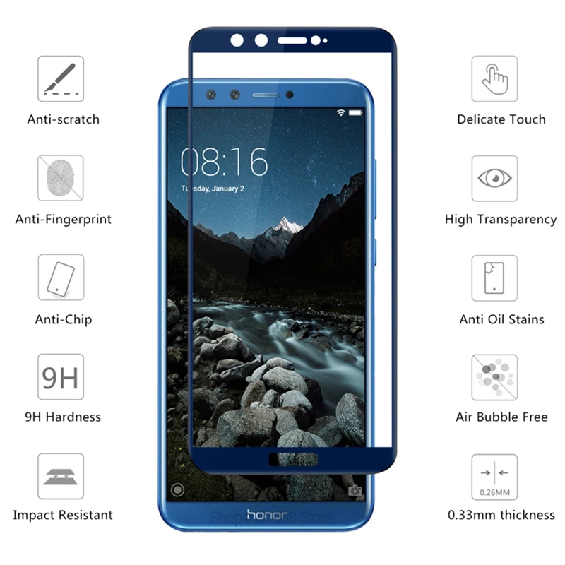 Для Huawei Honor 9 lite light защитное стекло на honer life полное покрытие защита экрана