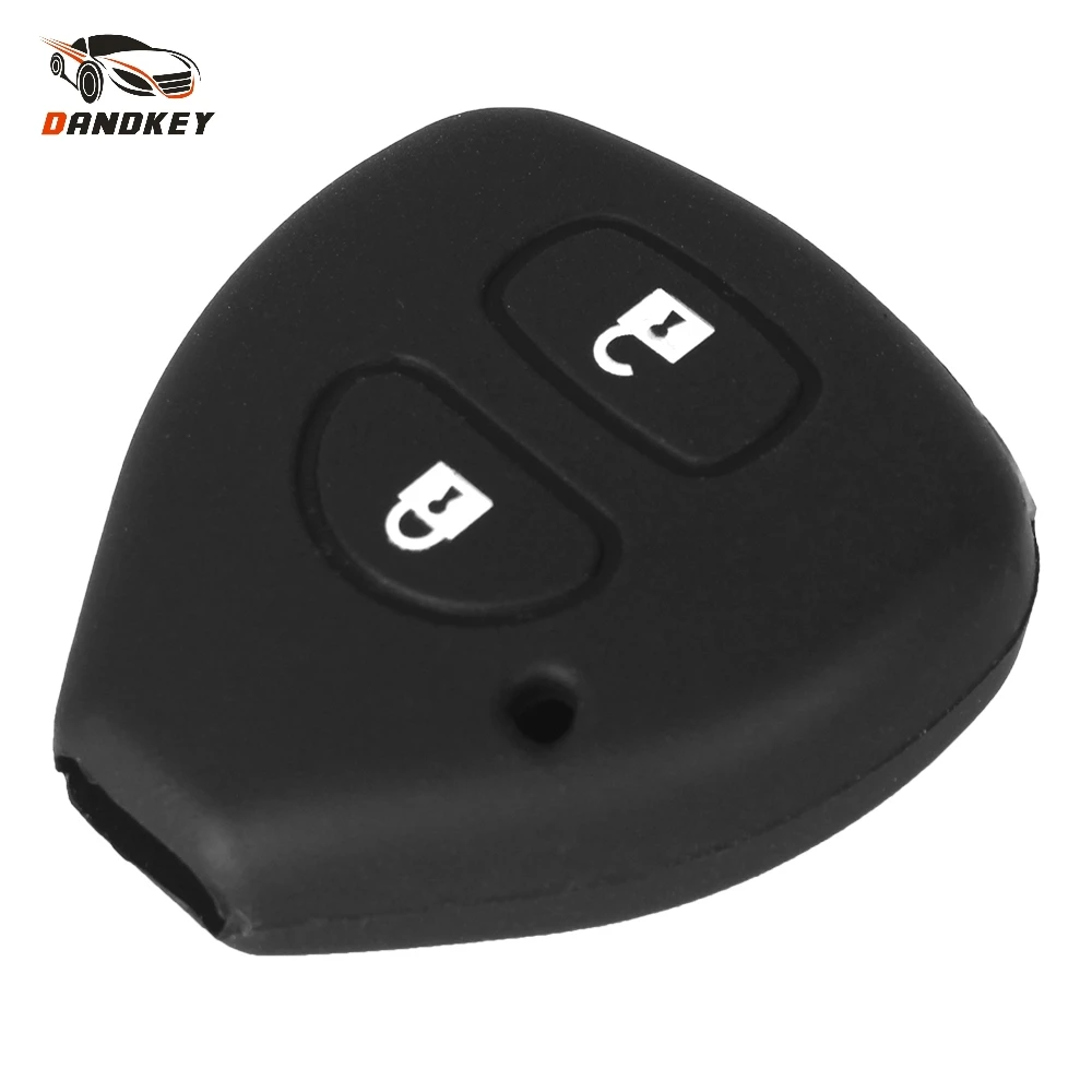 Dandkey 2 кнопки силиконовый чехол для ключей TOYOTA Corolla Hilux Vitz Rav4 Aqua Camry автомобильный