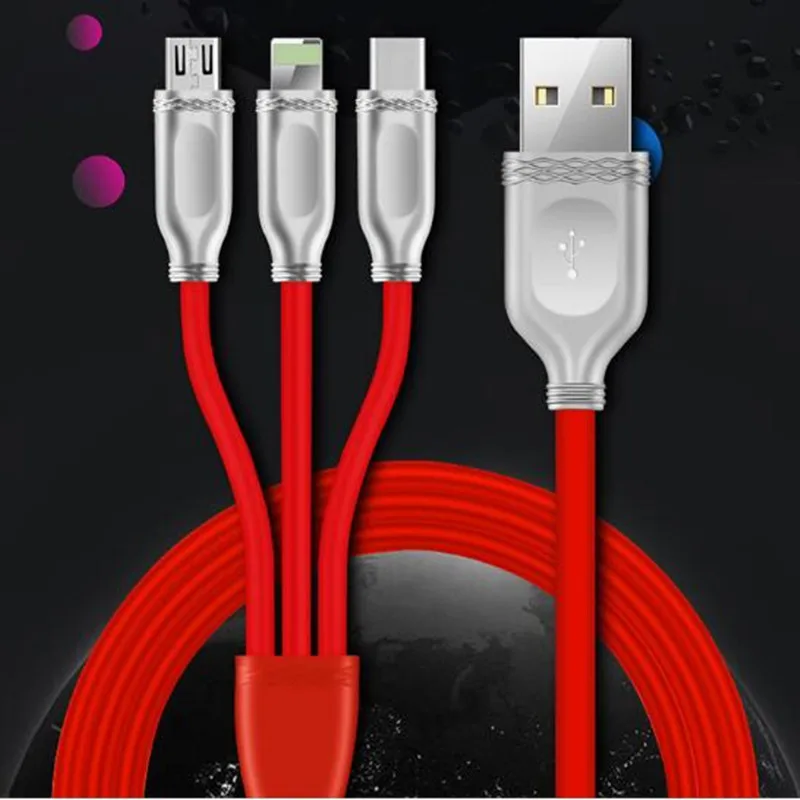 3в1 USB кабель для Lightning iPhone X 8 7 6 Micro Type C Samsung S9 S8 быстрой зарядки 3A шнур зарядного
